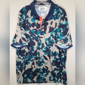 Adidas Climachill Golf Polo Men’s XL Blue Teal Floral Performance Shirt